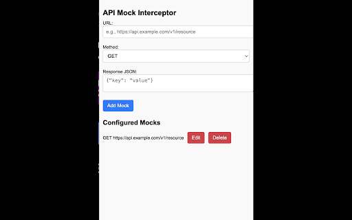 RequestMocker  from Chrome web store to be run with OffiDocs Chromium online