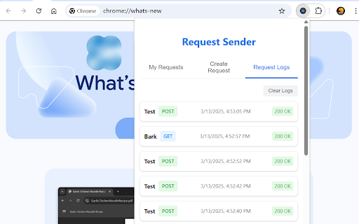 Request Sender  from Chrome web store to be run with OffiDocs Chromium online