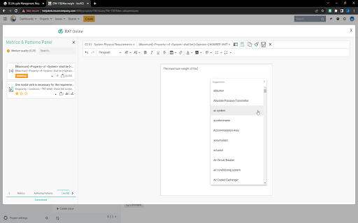 Requirements Authoring Tool RAT  from Chrome web store to be run with OffiDocs Chromium online