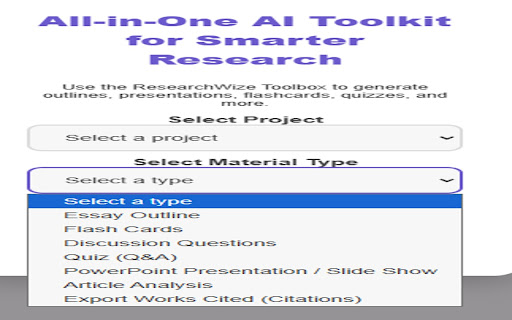 ResearchWize  from Chrome web store to be run with OffiDocs Chromium online