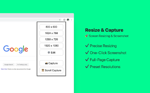 Resize  Capture  from Chrome web store to be run with OffiDocs Chromium online