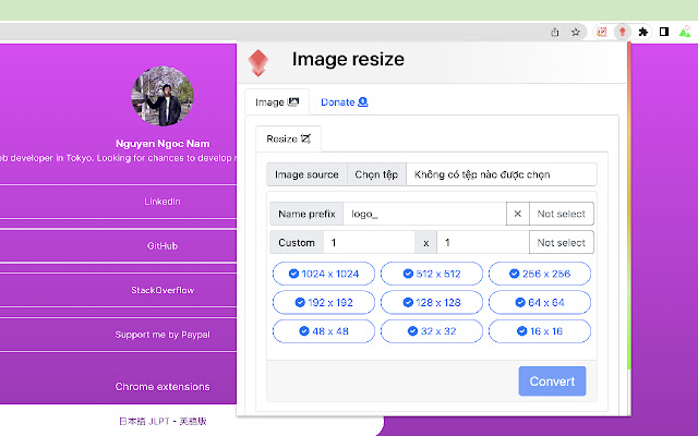 Resize Images  from Chrome web store to be run with OffiDocs Chromium online