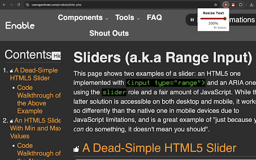 Resize Text By Equa11y  from Chrome web store to be run with OffiDocs Chromium online