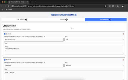 Resource Override (MV3)  from Chrome web store to be run with OffiDocs Chromium online