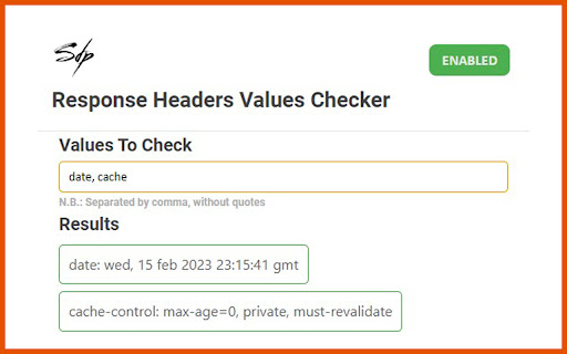 Response Headers Values Checker  from Chrome web store to be run with OffiDocs Chromium online