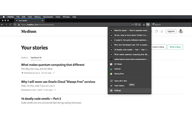 Restore Closed Tabs  from Chrome web store to be run with OffiDocs Chromium online