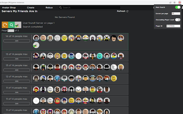 Restore Old Roblox Server List  from Chrome web store to be run with OffiDocs Chromium online