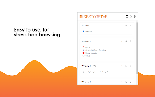 RestoreTab  from Chrome web store to be run with OffiDocs Chromium online
