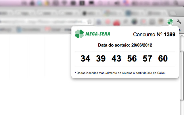 Resultado Mega Sena  from Chrome web store to be run with OffiDocs Chromium online
