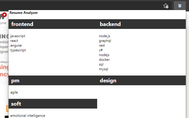 Resume Analyser  from Chrome web store to be run with OffiDocs Chromium online