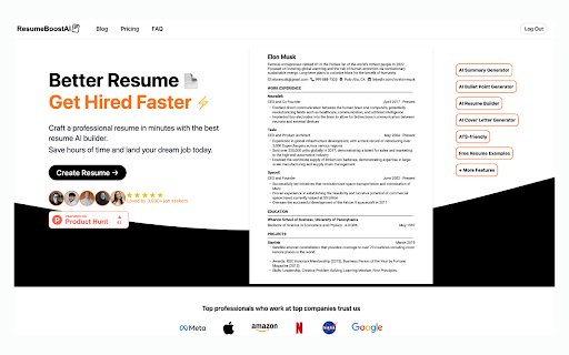 ResumeBoostAI LinkedIn Profile to PDF  from Chrome web store to be run with OffiDocs Chromium online