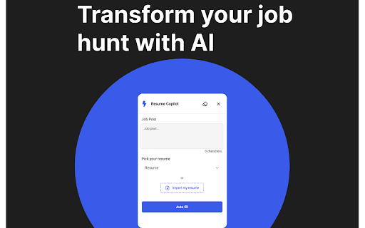 Resume Copilot AI  from Chrome web store to be run with OffiDocs Chromium online