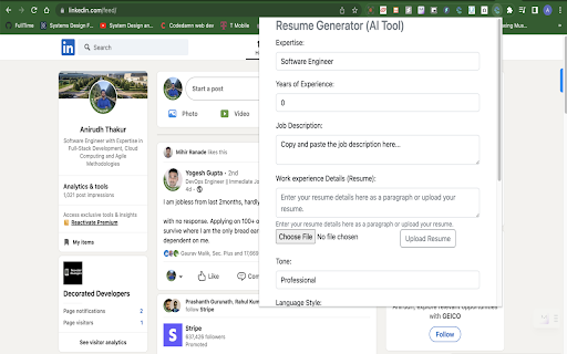 Resume Genius  from Chrome web store to be run with OffiDocs Chromium online