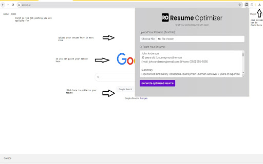 Resume Optimizer  from Chrome web store to be run with OffiDocs Chromium online