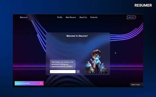 Resumer  from Chrome web store to be run with OffiDocs Chromium online