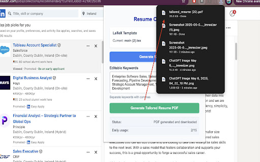 Resume Tailor  from Chrome web store to be run with OffiDocs Chromium online