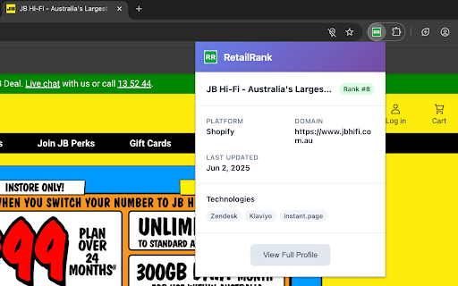 RetailRank  from Chrome web store to be run with OffiDocs Chromium online