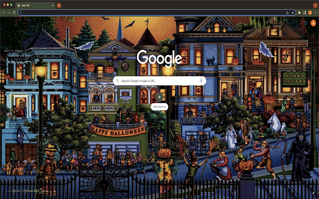 Chủ đề đêm Halloween cổ điển từ cửa hàng Chrome trực tuyến sẽ được chạy với OffiDocs Chromium trực tuyến