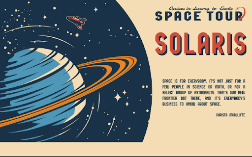 Retro Space Travel Poster  from Chrome web store to be run with OffiDocs Chromium online
