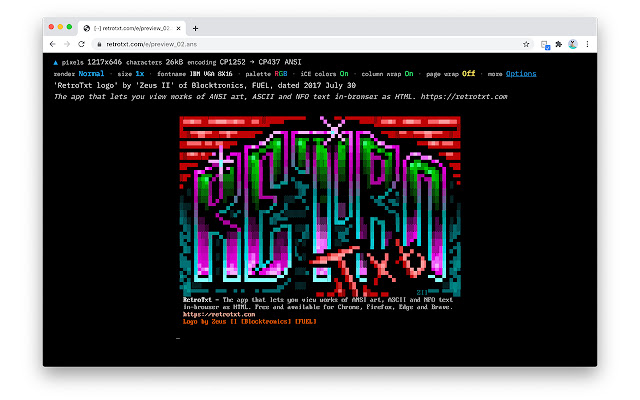 RetroTxt  from Chrome web store to be run with OffiDocs Chromium online