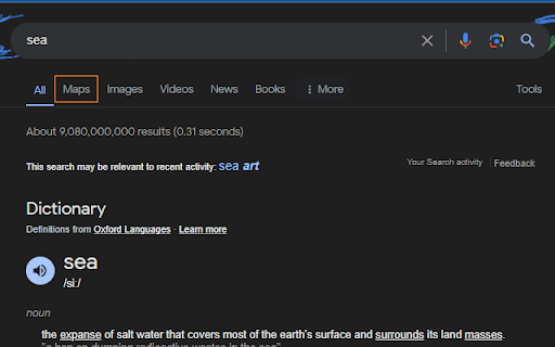 Return Maps to Google Search  from Chrome web store to be run with OffiDocs Chromium online