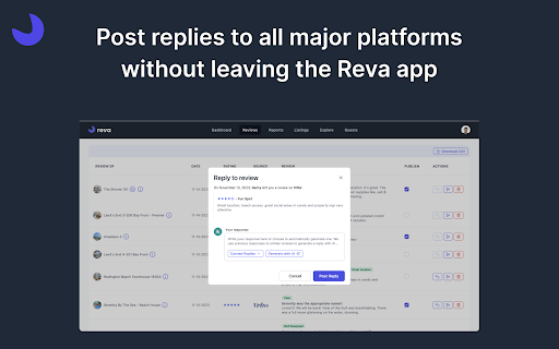 Reva Review Management for Hotels  Rentals  from Chrome web store to be run with OffiDocs Chromium online