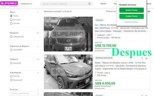 Revelador de Precios de Superbid  from Chrome web store to be run with OffiDocs Chromium online