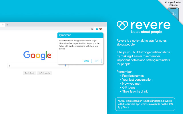Revere Chrome Extension  from Chrome web store to be run with OffiDocs Chromium online