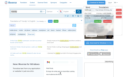 Reverso Translation Saver  from Chrome web store to be run with OffiDocs Chromium online