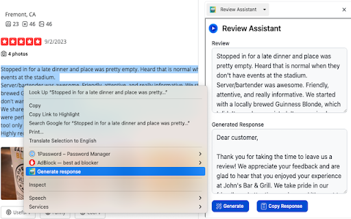 Review Assistant  from Chrome web store to be run with OffiDocs Chromium online