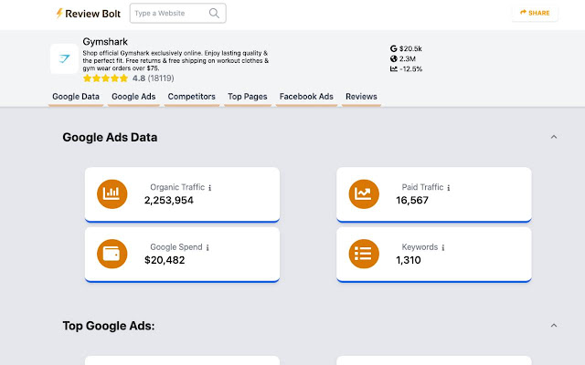 ReviewBolt: Analyze Any Website  from Chrome web store to be run with OffiDocs Chromium online