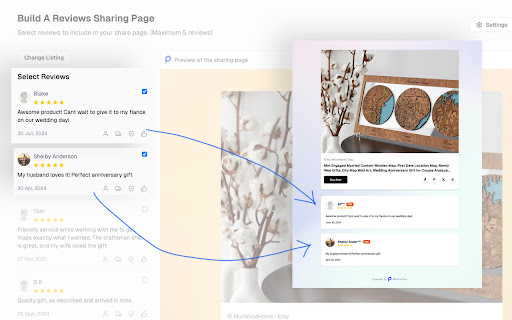 ReviewCast Etsy Review Image Generator  from Chrome web store to be run with OffiDocs Chromium online