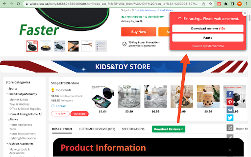 Review Fetcher for AliExpress  from Chrome web store to be run with OffiDocs Chromium online