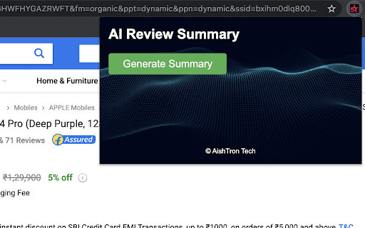 ReviewGPT AI Summarizes Product Reviews  from Chrome web store to be run with OffiDocs Chromium online