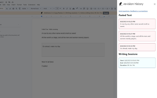 Revision History  from Chrome web store to be run with OffiDocs Chromium online