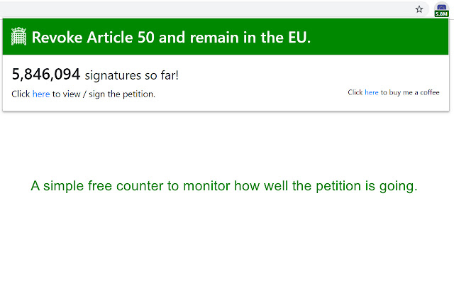 Revoke Article 50 Petition Counter  from Chrome web store to be run with OffiDocs Chromium online