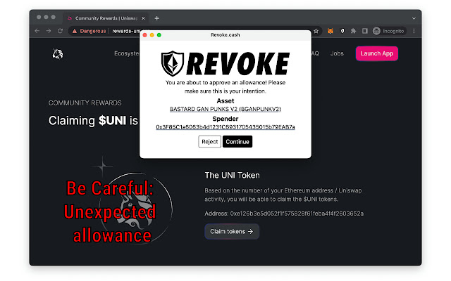 Revoke.cash web3 scam protection  from Chrome web store to be run with OffiDocs Chromium online