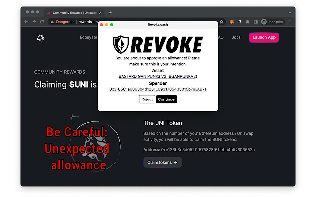 Revoke.cash web3 scam protection  from Chrome web store to be run with OffiDocs Chromium online