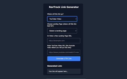 RevTrack Link Generator  from Chrome web store to be run with OffiDocs Chromium online