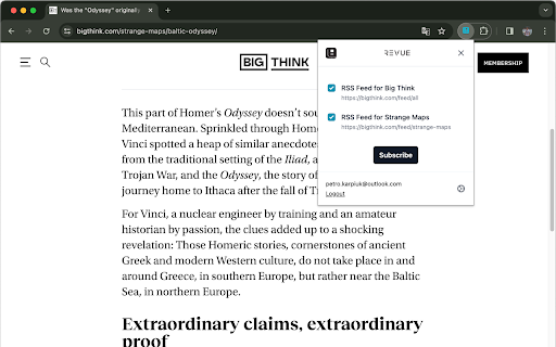 Revue: save articles  discover feeds  from Chrome web store to be run with OffiDocs Chromium online