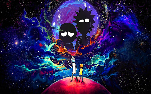Rick and Morty in Outer Space Browser Theme  from Chrome web store to be run with OffiDocs Chromium online