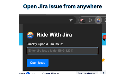 Ride With Jira  from Chrome web store to be run with OffiDocs Chromium online