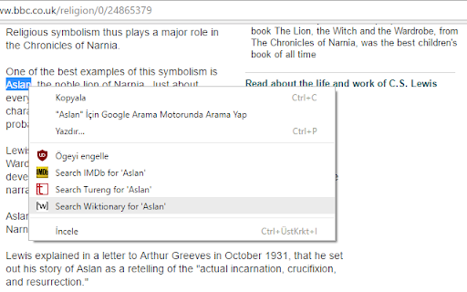 Right Click Search Wiktionary  from Chrome web store to be run with OffiDocs Chromium online