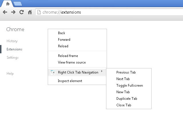 Right Click Tab Navigation  from Chrome web store to be run with OffiDocs Chromium online
