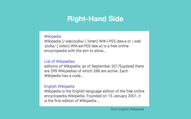 Right hand Side for Google Search™  from Chrome web store to be run with OffiDocs Chromium online