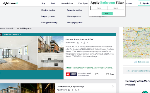 RightMove Filters  from Chrome web store to be run with OffiDocs Chromium online
