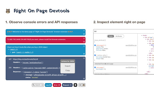 Right On Page Devtools  from Chrome web store to be run with OffiDocs Chromium online