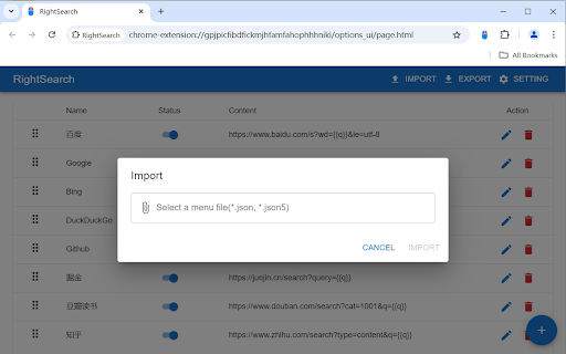 RightSearch  from Chrome web store to be run with OffiDocs Chromium online