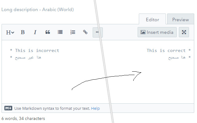 Right to left enforcer for Contentful editor  from Chrome web store to be run with OffiDocs Chromium online
