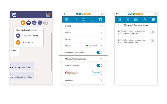 RingCentral for Microsoft 365  from Chrome web store to be run with OffiDocs Chromium online